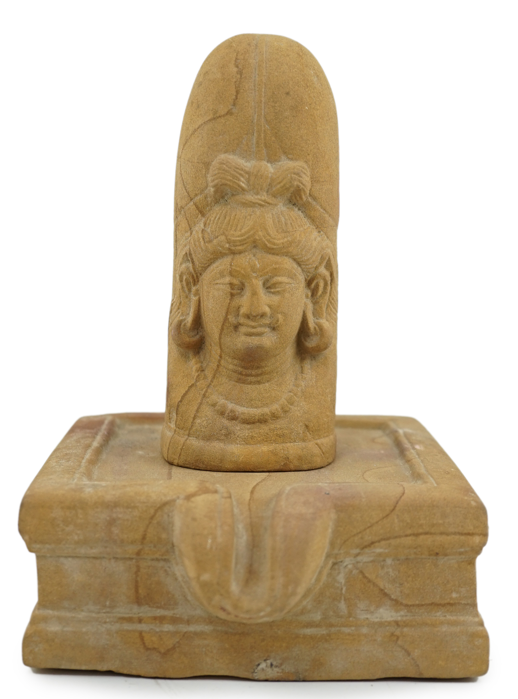 A sandstone Ekamukha Shiva Linga and Yoni, Northwest India, 7th/8th century A.D.